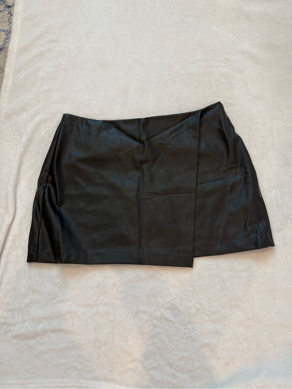 Old Navy Black Faux Leather Asymmetrical Mini Skirt